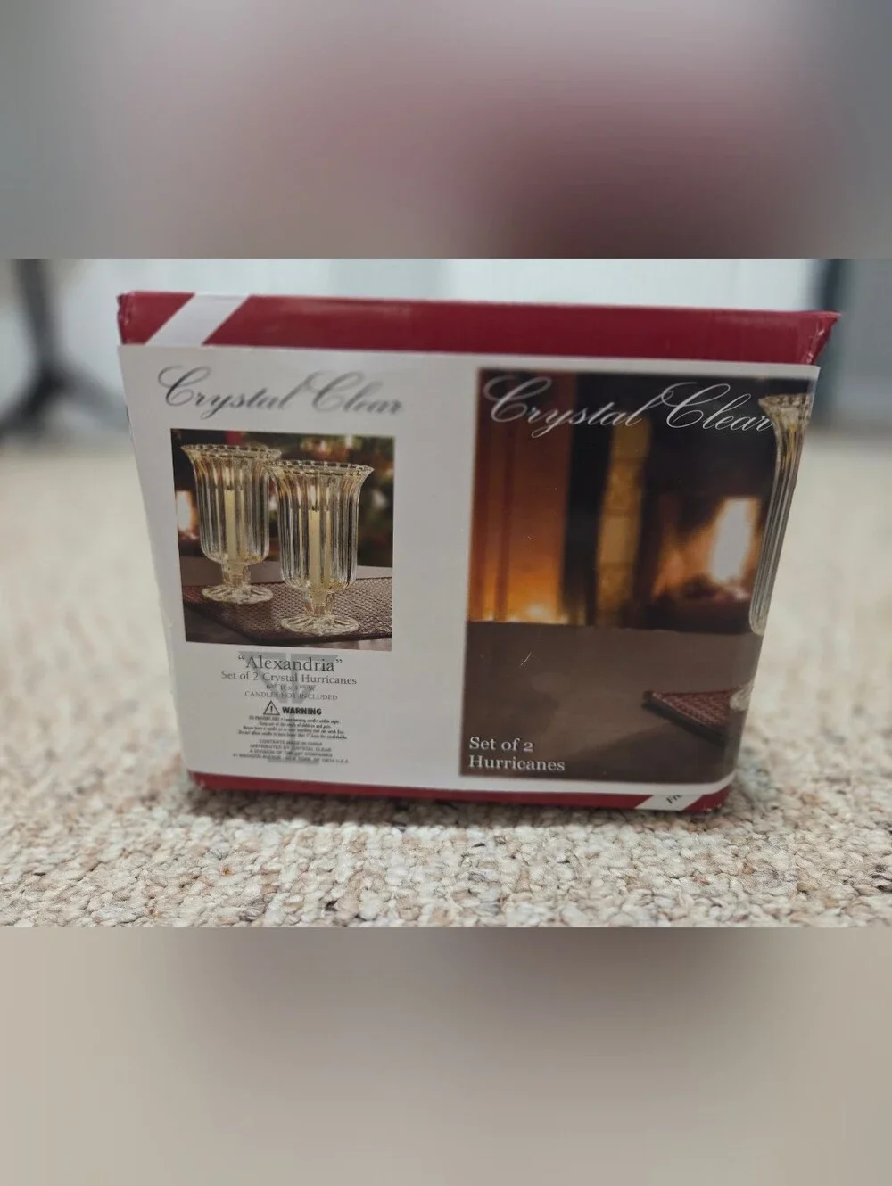Crystal Clear Alexandria Set of 2 Glass Hurricanes - Clear